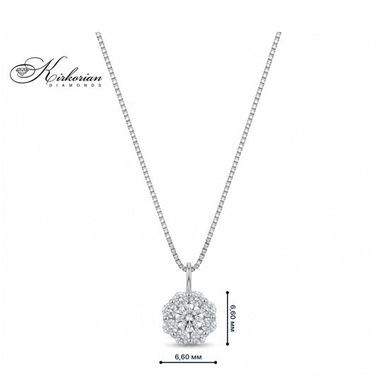 Колие от бяло злато 14К с 9 естествени диаманта 0.40 ct RB18 Kirkorian Diamonds – луксозна диамантена висулка с размер 6.60 мм