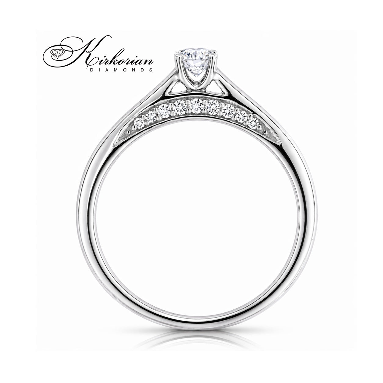 Годежен пръстен от бяло злато 14К RB22 с естествени диаманти 0.25 ct детайл на захвата и прецизна изработка