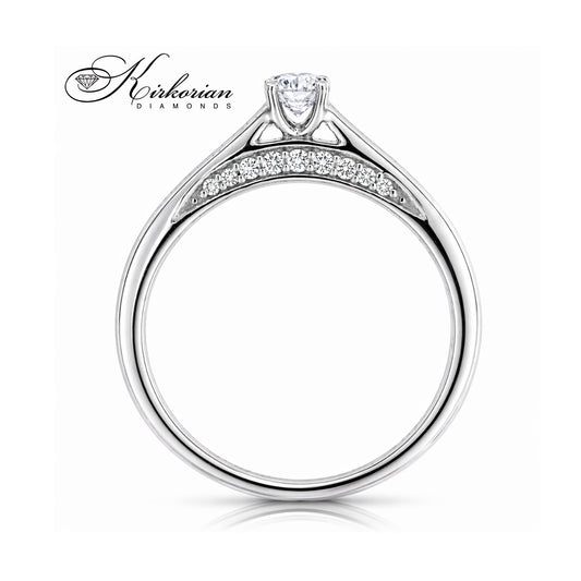 Годежен пръстен от бяло злато 14К RB22 с естествени диаманти 0.25 ct детайл на захвата и прецизна изработка