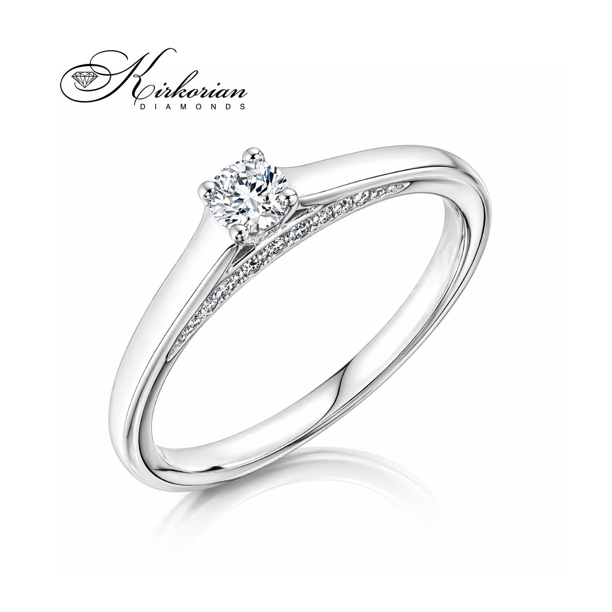 Годежен пръстен от бяло злато 14К 0.25 ct естествени диаманти модел RB22 елегантна извита линия и фин блясък