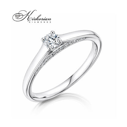 Годежен пръстен от бяло злато 14К 0.25 ct естествени диаманти модел RB22 елегантна извита линия и фин блясък
