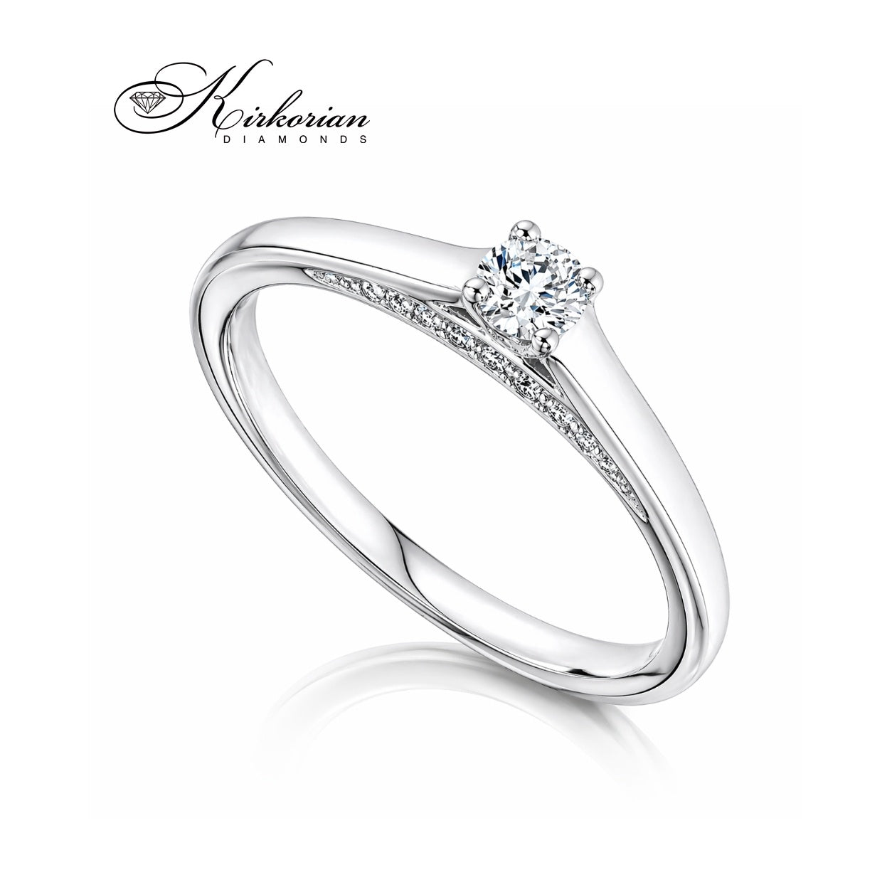 Годежен пръстен бяло злато 14К с диаманти 0.25 ct RB22 профил на халката и инкрустирани камъни
