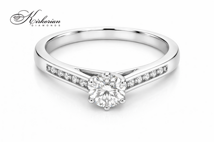 Годежен пръстен с диаманти 0.35ct от бяло злато 14к – модел RB23