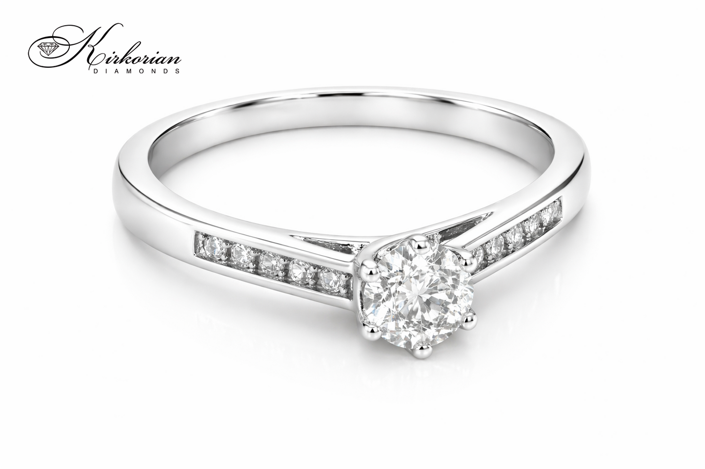 Годежен пръстен с диаманти 0.35ct от бяло злато 14к – модел RB23