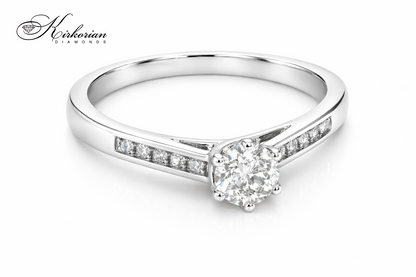 Годежен пръстен с диаманти 0.35ct от бяло злато 14к – модел RB23