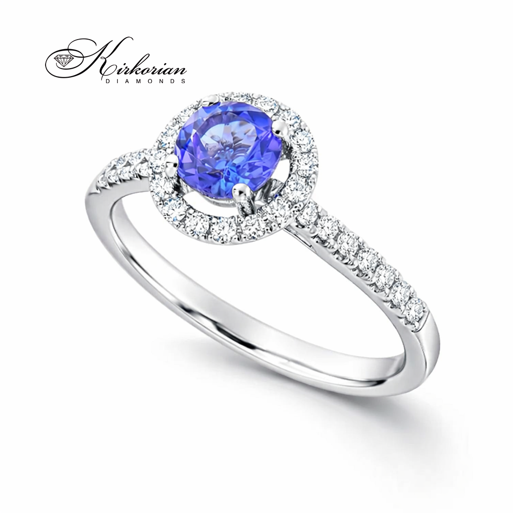луксозен пръстен с танзанит и диаманти 0.55 ct 0.31 ct бяло злато 18K модел RG026536A
