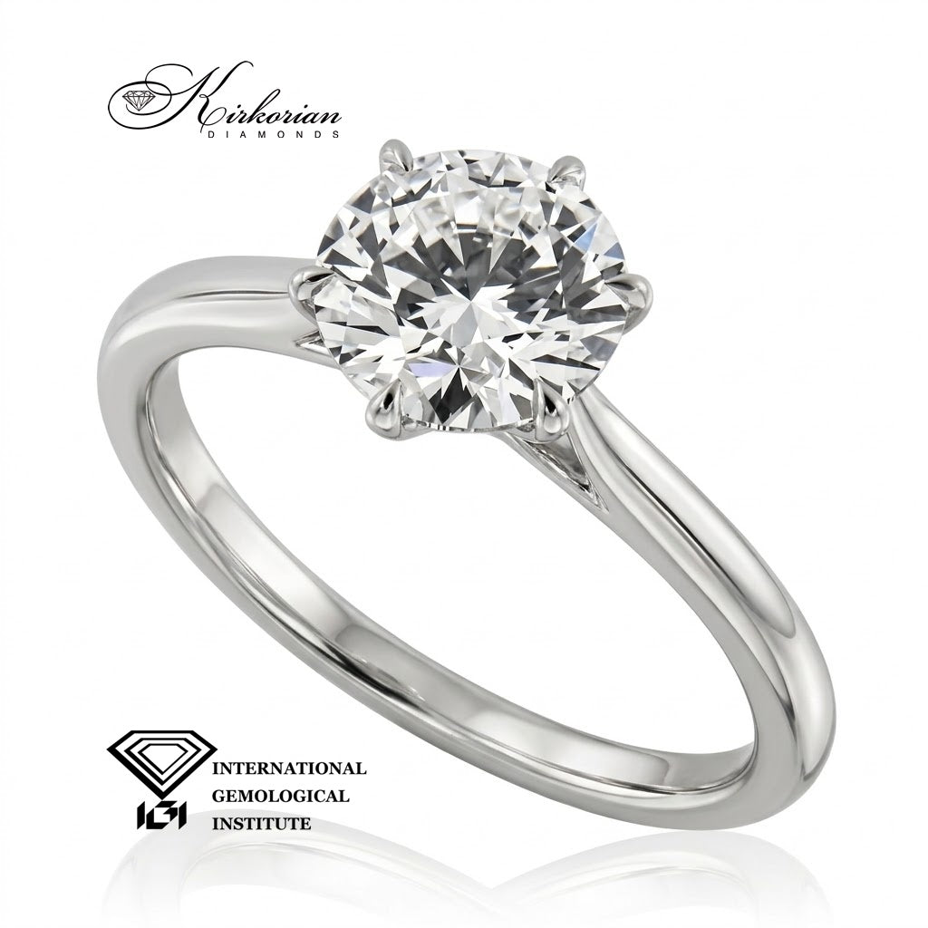 Солитер от бяло злато 14К с кръгъл Lab Grown диамант 1,60 ct – RG078535