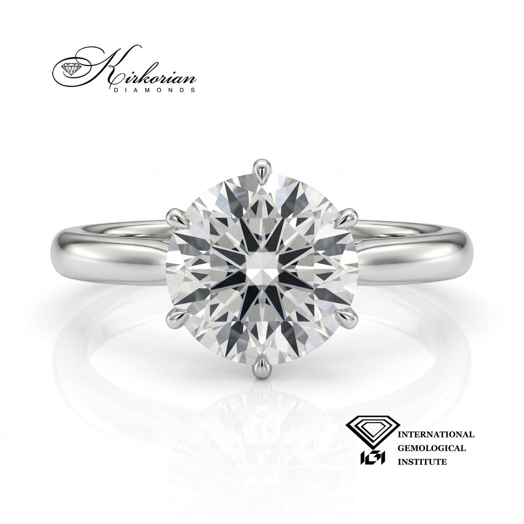 Фронтален изглед на солитер с лабораторен кръгъл диамант 1,60 ct – RG078535