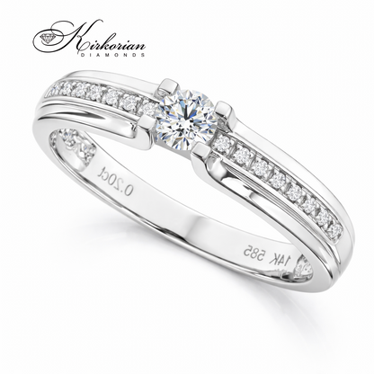 годежен пръстен с диаманти 0.20 ct бяло злато 14K KD сертификат модел RN10