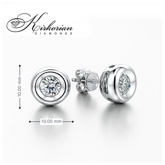 Обеци от бяло злато 14К с диаманти 0.50 ct G-H SI – класически модел RN107 с луксозна кутия и сертификат