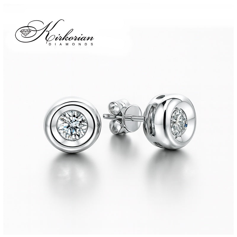 Обеци от бяло злато 14К с диаманти 0.50 ct G-H SI – класически модел RN107 с луксозна кутия и сертификат