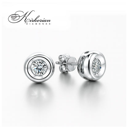 Обеци от бяло злато 14К с диаманти 0.50 ct G-H SI – класически модел RN107 с луксозна кутия и сертификат