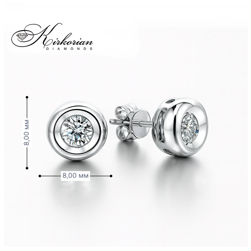 Обеци от бяло злато 14К с диаманти 0.32 ct G-H SI – класически модел RN109 с луксозна кутия и сертификат