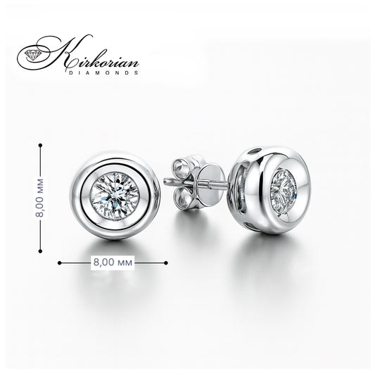 Обеци от бяло злато 14К с диаманти 0.32 ct G-H SI – класически модел RN109 с луксозна кутия и сертификат