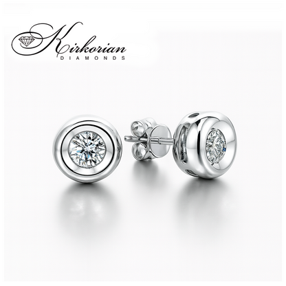 Обеци от бяло злато 14К с диаманти 0.32 ct G-H SI – класически модел RN109 с луксозна кутия и сертификат