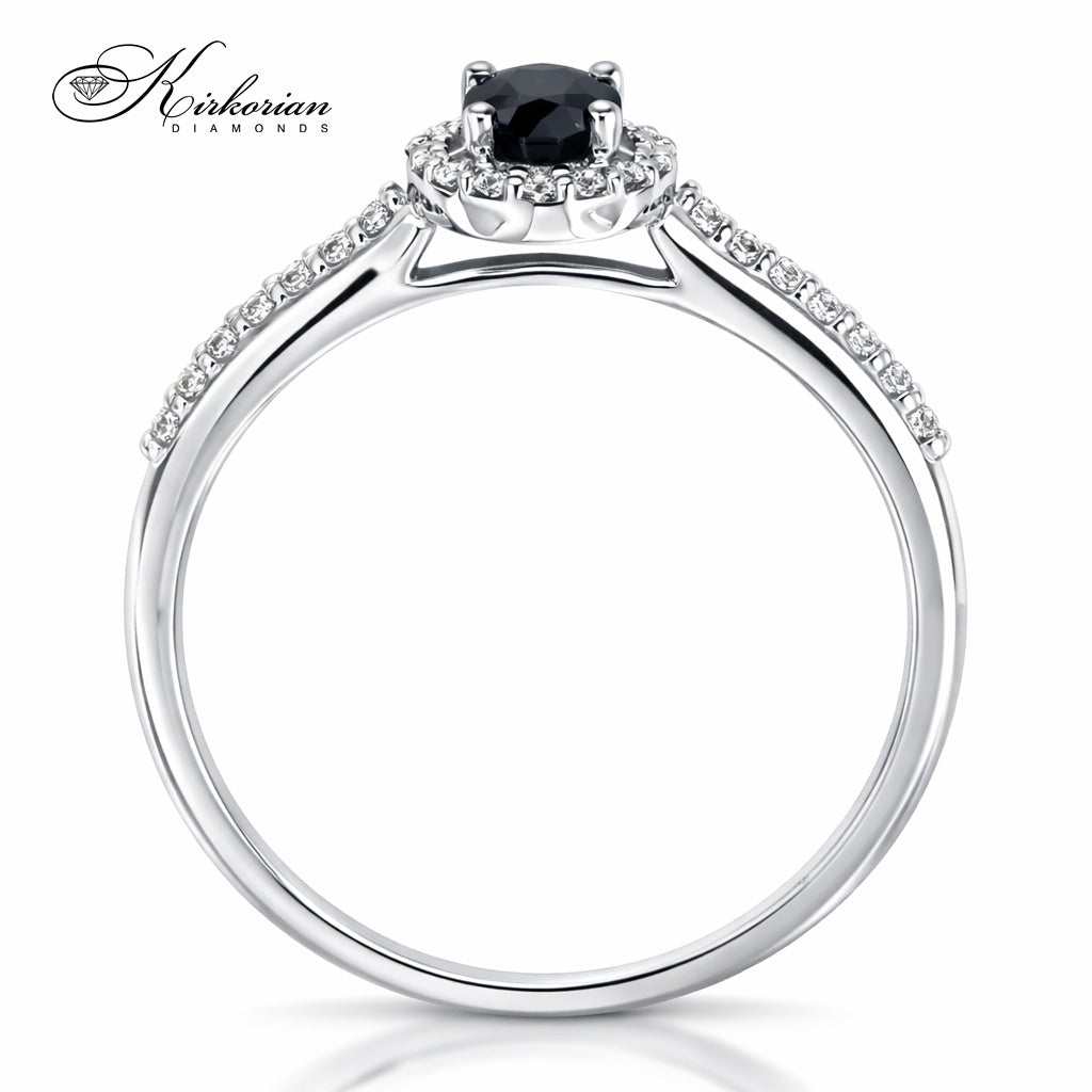 Годежен пръстен от бяло злато 14К със сапфир и диаманти 0.13 ct – модел RN113