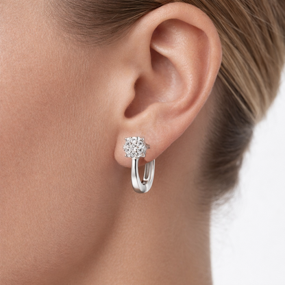 Обеци от бяло злато 14К с диаманти 0.22 ct G-H SI – елегантен модел RN115 с луксозна кутия и сертификат