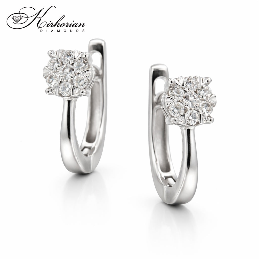 Обеци от бяло злато 14К с диаманти 0.22 ct G-H SI – елегантен модел RN115 с луксозна кутия и сертификат