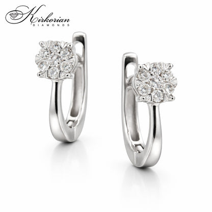 Обеци от бяло злато 14К с диаманти 0.22 ct G-H SI – елегантен модел RN115 с луксозна кутия и сертификат