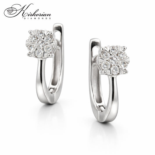 Обеци от бяло злато 14К с диаманти 0.22 ct G-H SI – елегантен модел RN115 с луксозна кутия и сертификат