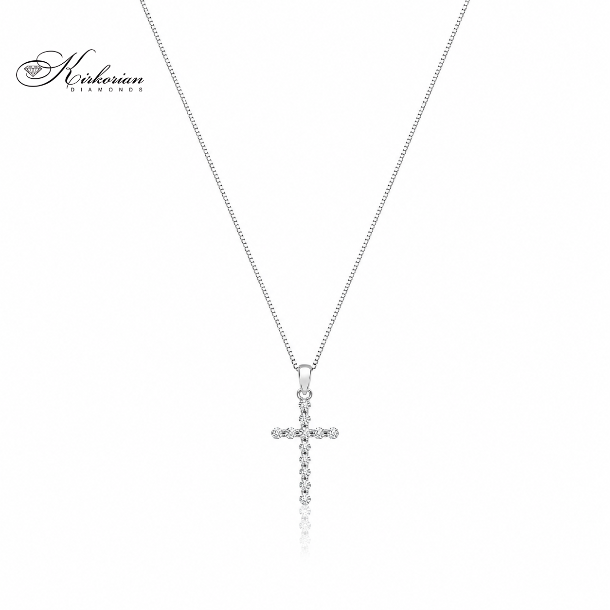 Кръст от бяло злато 14K с естествени диаманти 0.06 ct – модел RN120