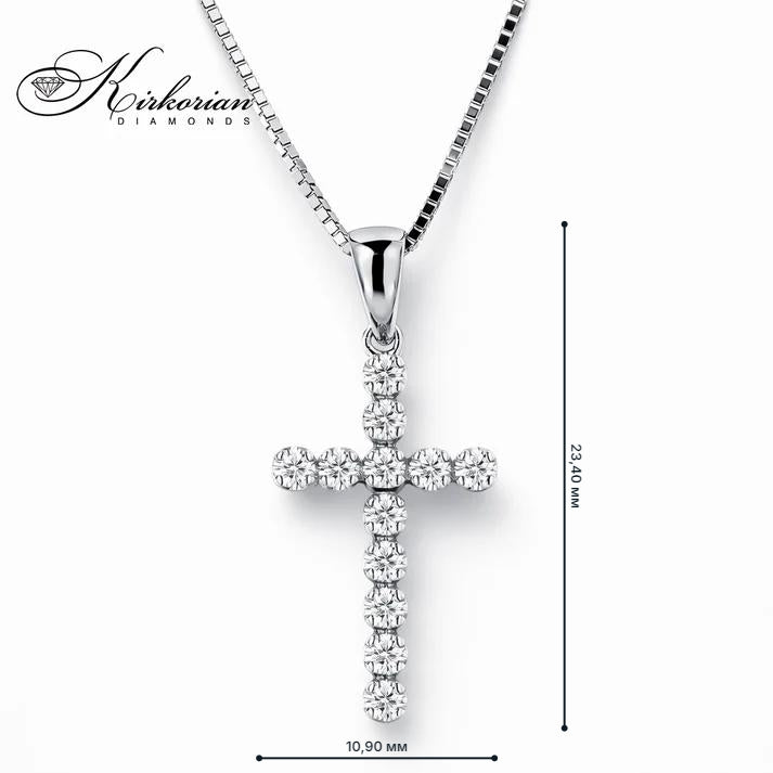 Кръст от бяло злато 14K с естествени диаманти 0.15 ct | RN121 | Kirkorian Diamonds