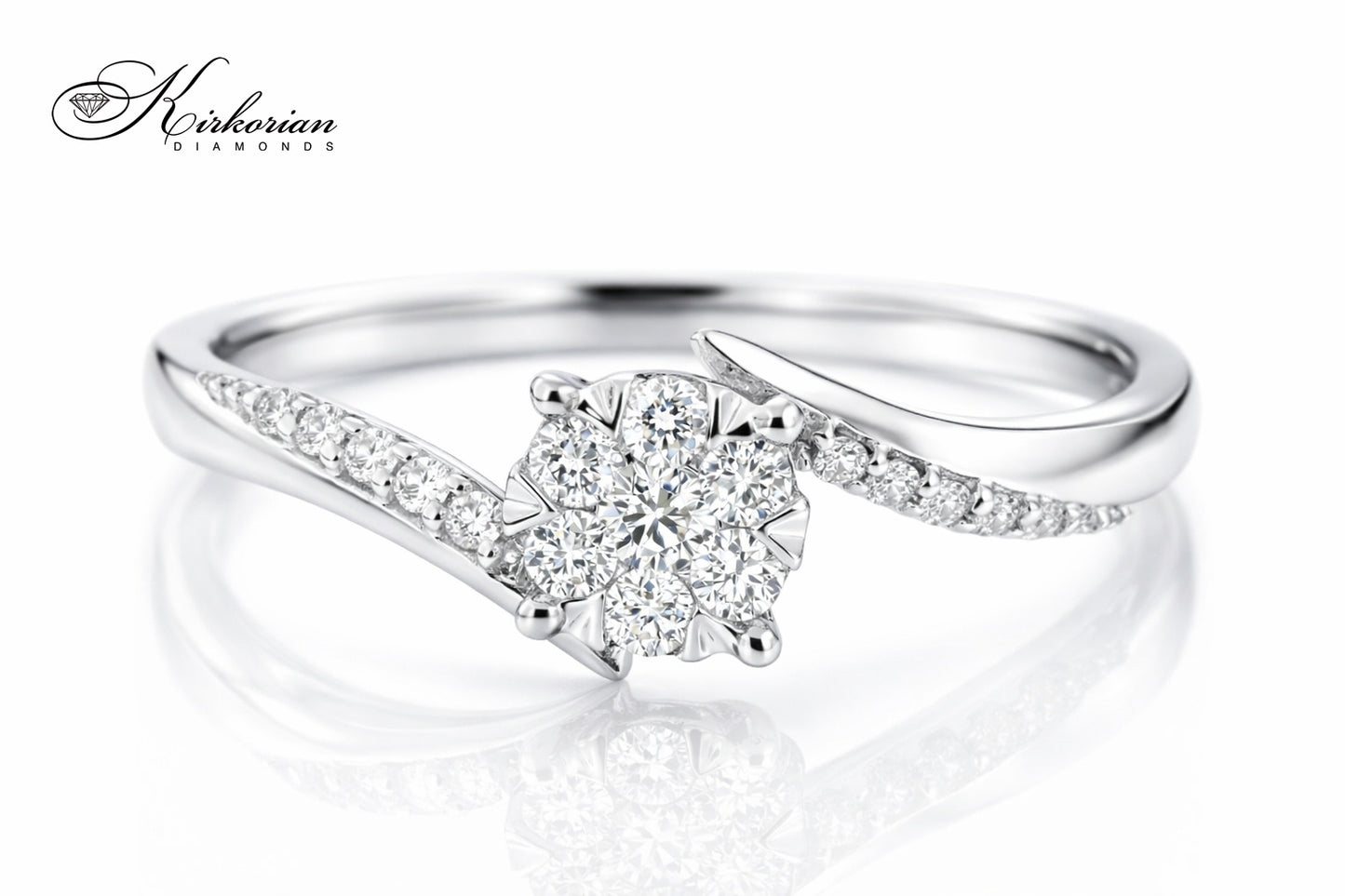 Годежен пръстен бяло злато 18к. диаманти 0.18 карата код:RN136