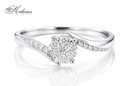 Годежен пръстен бяло злато 18к. диаманти 0.18 карата код:RN136