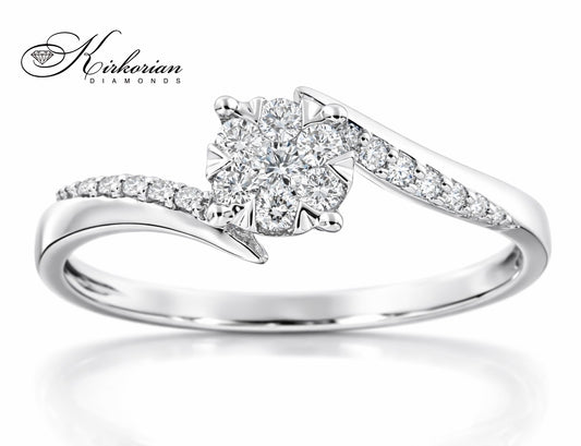 Годежен пръстен бяло злато 18к. диаманти 0.18 карата код:RN136