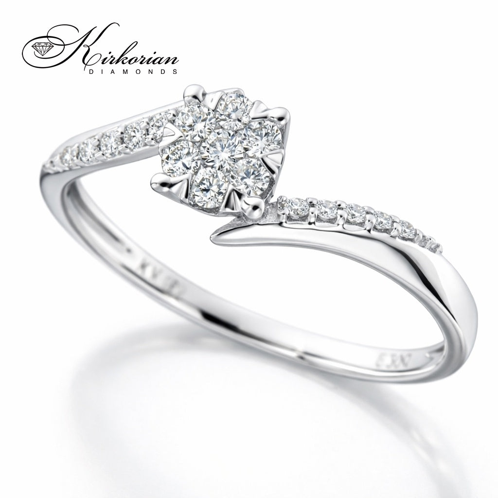 Годежен пръстен бяло злато 18к. диаманти 0.18 карата код:RN136