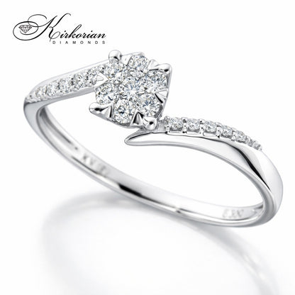 Годежен пръстен бяло злато 18к. диаманти 0.18 карата код:RN136