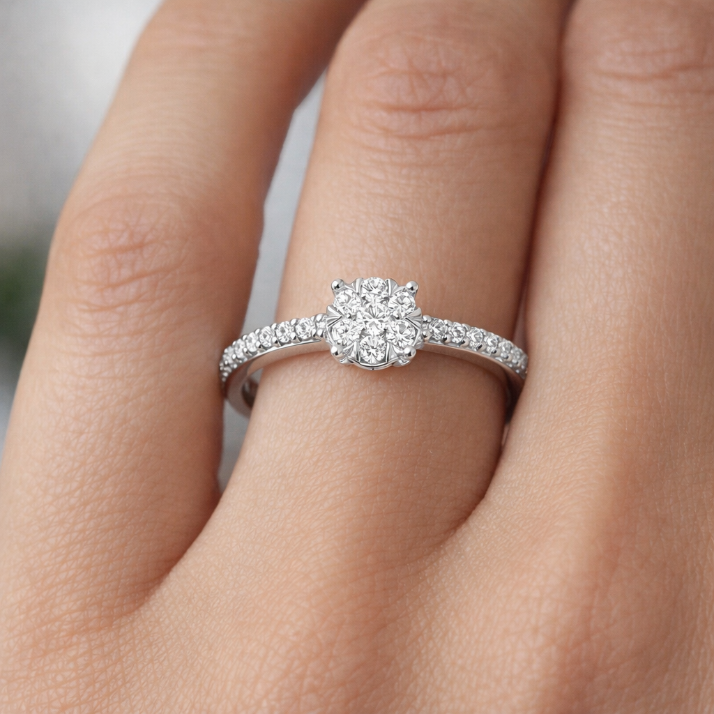 Годежен пръстен от бяло злато 18К с диаманти 0.22 ct – луксозна оферта без конкуренция