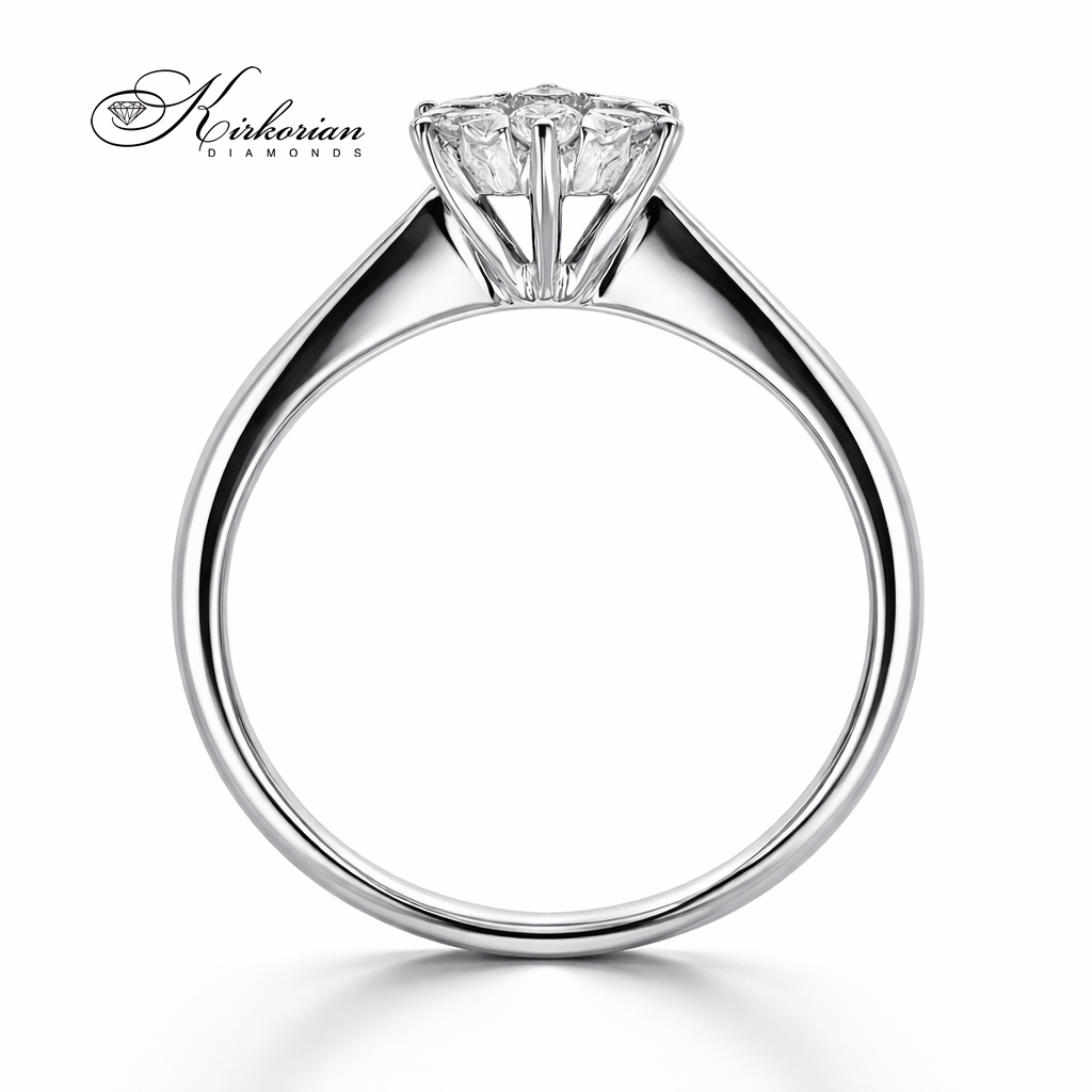 годежен пръстен с диаманти 0.33 ct бяло злато 18K на ръка луксозен модел RN141