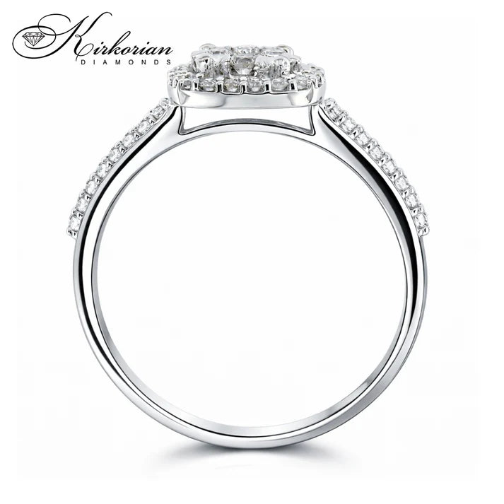 профил на диамантен пръстен бяло злато 14К