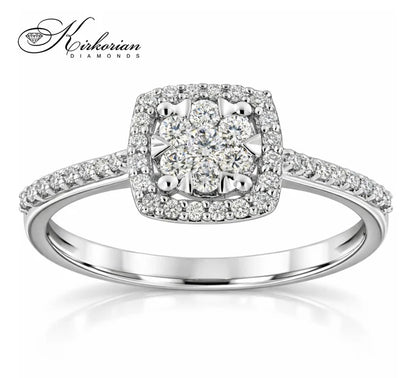 годежен пръстен с диаманти 0.30 ct бяло злато 14К на ръка