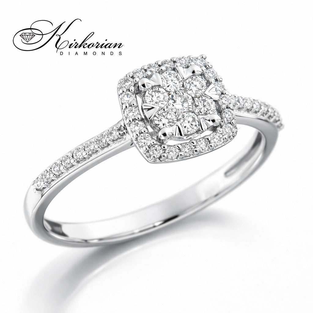 Годежен пръстен с диаманти 0.29 ct от бяло злато 18К – модел RN142