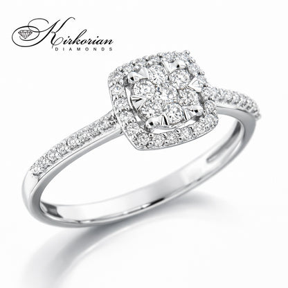 Годежен пръстен с диаманти 0.29 ct от бяло злато 18К – модел RN142