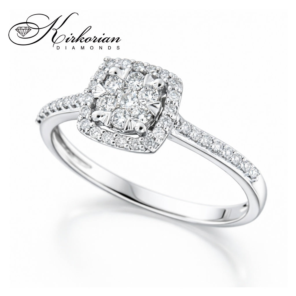 Годежен пръстен с диаманти 0.29 ct от бяло злато 18К – модел RN142