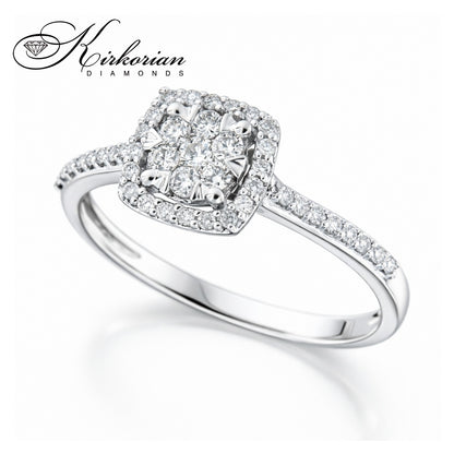 Годежен пръстен с диаманти 0.29 ct от бяло злато 18К – модел RN142