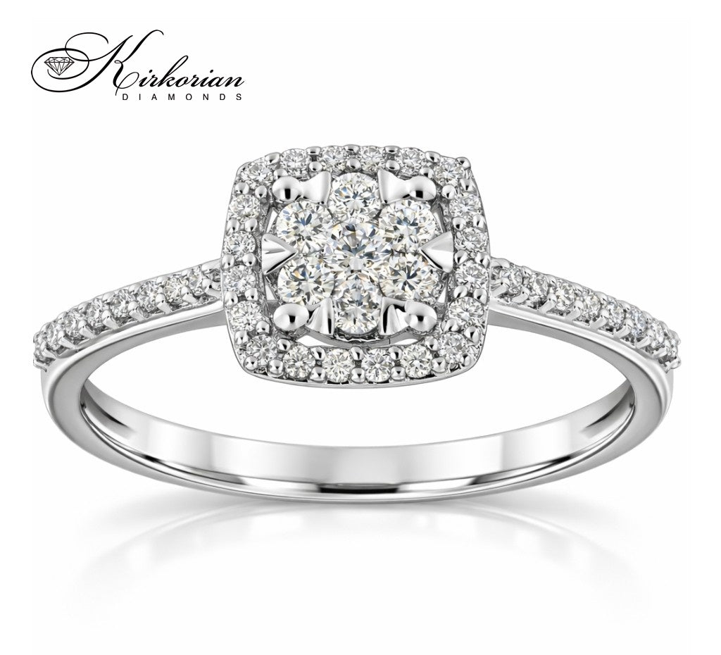 Годежен пръстен с диаманти 0.29 ct от бяло злато 18К – модел RN142