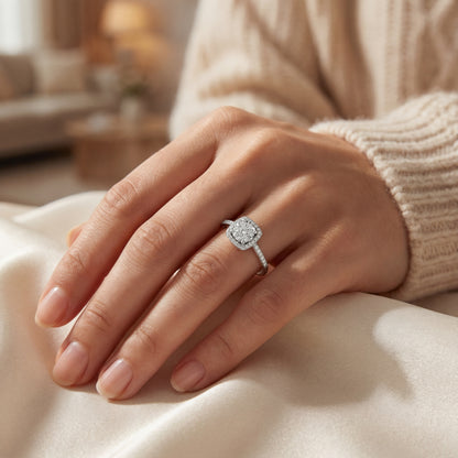 Годежен пръстен с диаманти 0.29 ct от бяло злато 18К – модел RN142