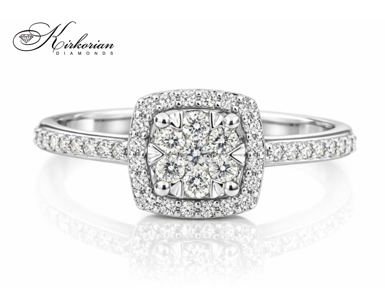 Годежен пръстен с диаманти 0.29 ct от бяло злато 18К – модел RN142