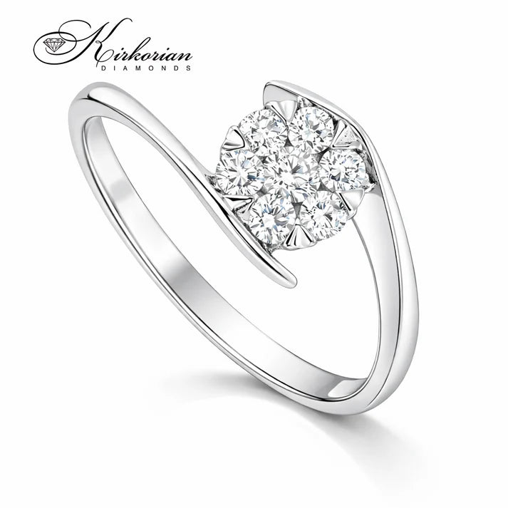 Годежен пръстен от бяло злато 14К с диаманти 0.26 ct – лукс на достъпна цена