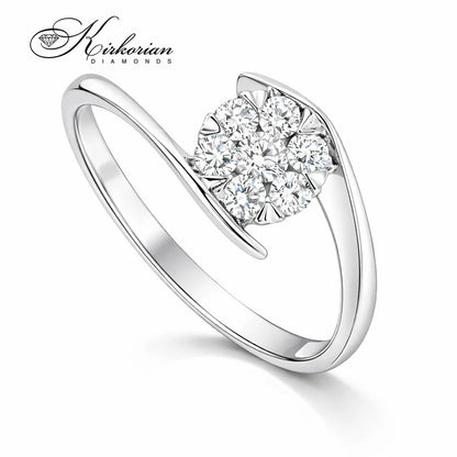 Годежен пръстен от бяло злато 14К с диаманти 0.26 ct – лукс на достъпна цена