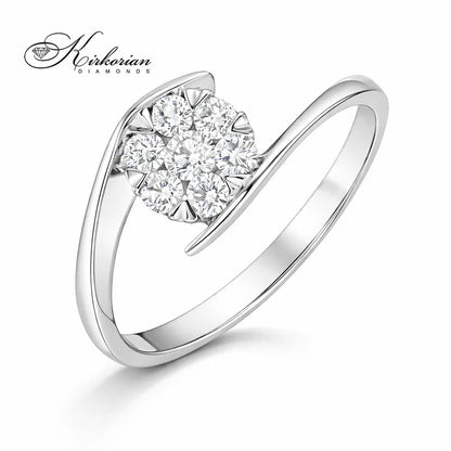 Годежен пръстен от бяло злато 14К с диаманти 0.26 ct – лукс на достъпна цена