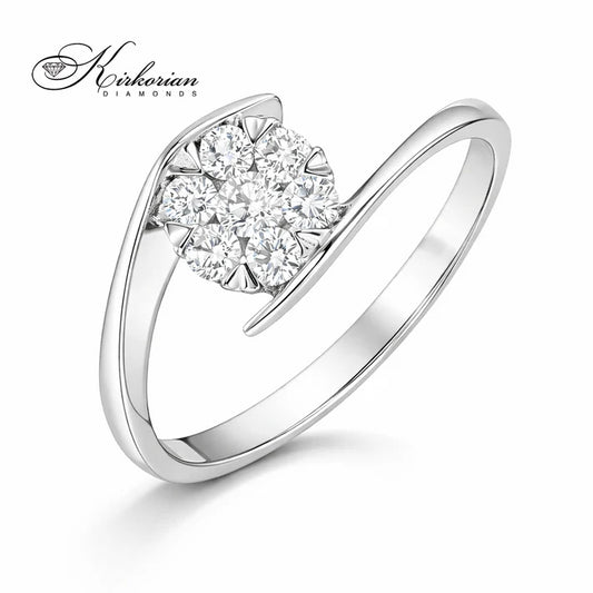 Годежен пръстен от бяло злато 14К с диаманти 0.26 ct – лукс на достъпна цена