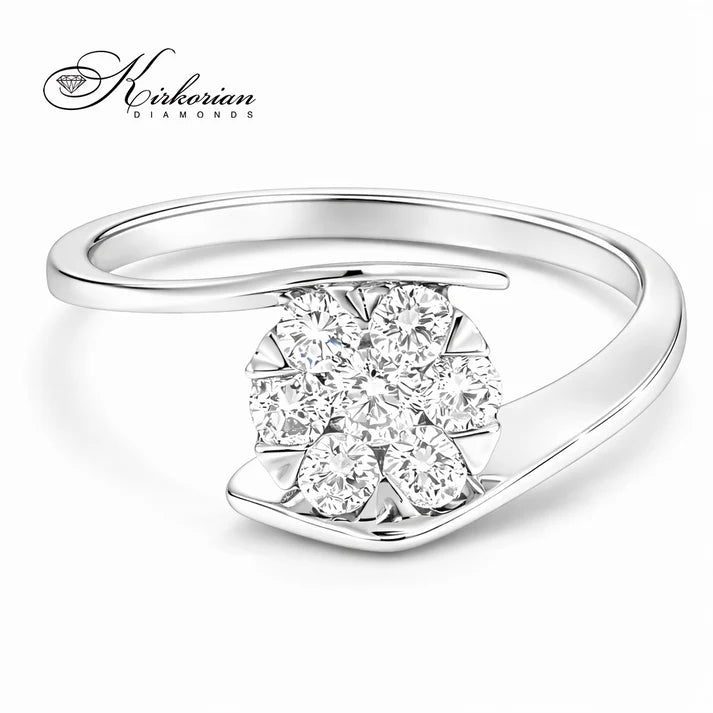 Годежен пръстен от бяло злато 14К с диаманти 0.26 ct – лукс на достъпна цена