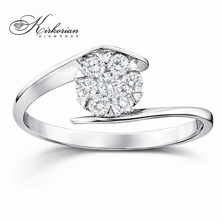 Годежен пръстен от бяло злато 14К с диаманти 0.26 ct – лукс на достъпна цена