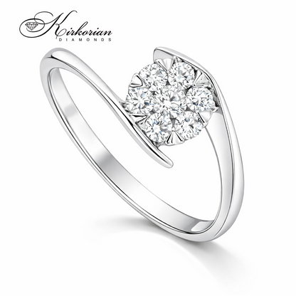 Годежен пръстен от бяло злато 18К с диаманти 0.22 ct KD сертификат код RN145B Изгодна цена