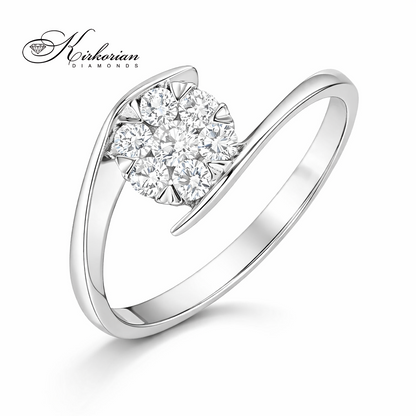 Годежен пръстен от бяло злато 18К с диаманти 0.22 ct KD сертификат код RN145B Изгодна цена